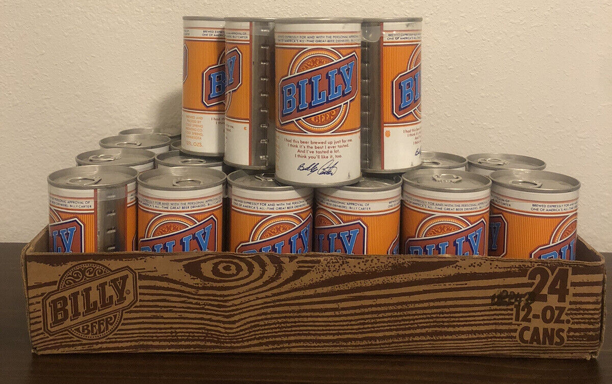 Vintage BILLY BEER (4) 6-Pack In Rings STEEL, OLD Tab W/ Cardboard Flat!