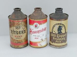 Vintage Cone Top Beer Can Lot of 3 Fitgers Hauenstein Old Topper
