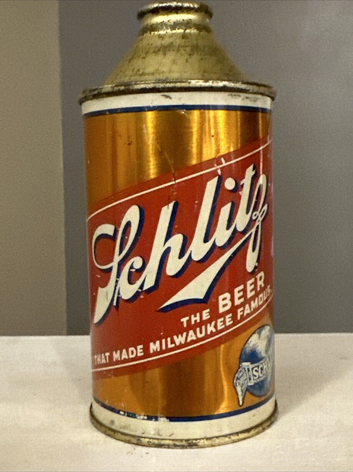 Vintage Schlitz Beer IRTP Cone Top Beer Can 12oz Milwaukee Excellent Condition!