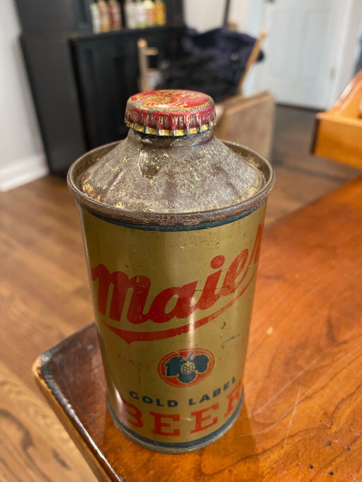 Sharp - MAIER GOLD LABEL Cone Top IRTP Beer Can Los Angeles CA Nice Utah Tax Cap