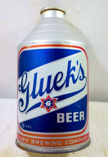 Gluek's Silver Growler UNLISTED DNCMT 4% Crowntainer Cone Top Beer Can