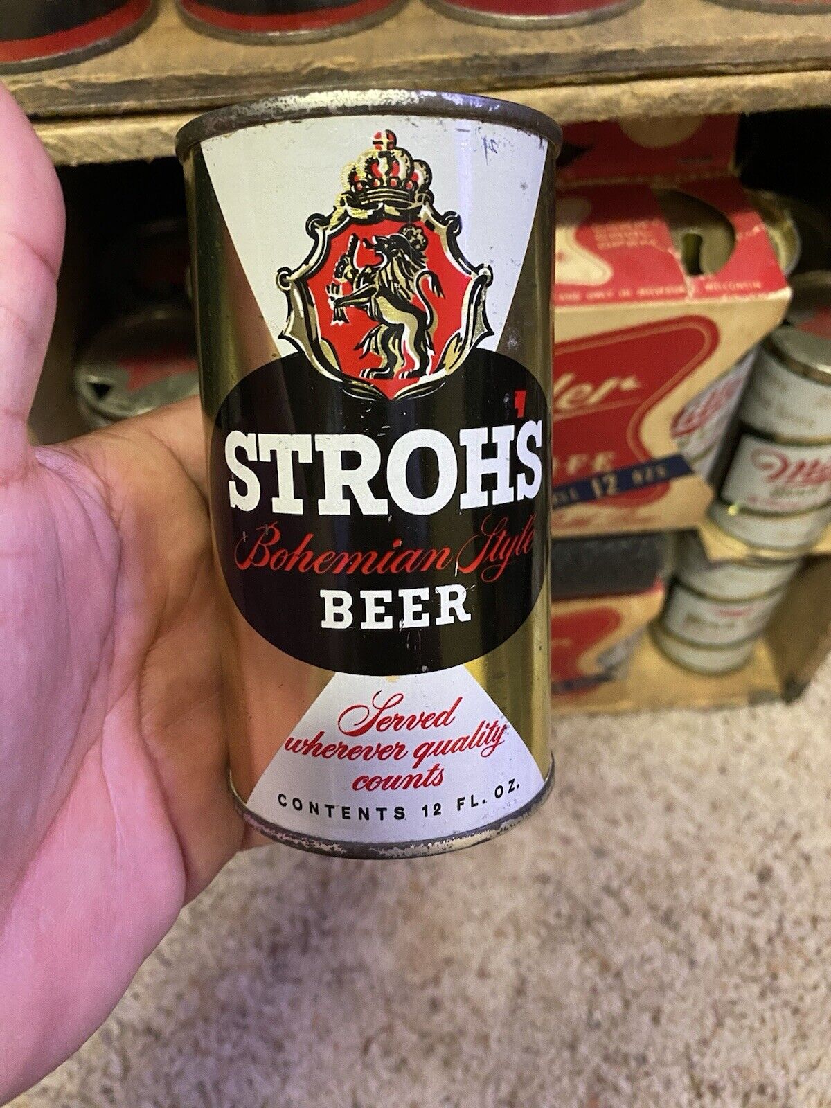 Strohs Beer Flat top beer can Strohs Brewing Co Detroit Mi Old