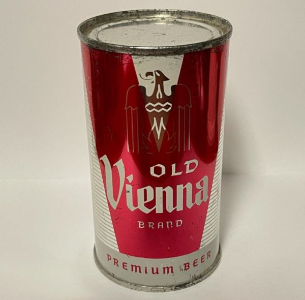 OLD VIENNA PREMIUM BEER FLAT TOP CAN CHICAGO ILLINOIS Metallic Red BRIGHT COLOR!