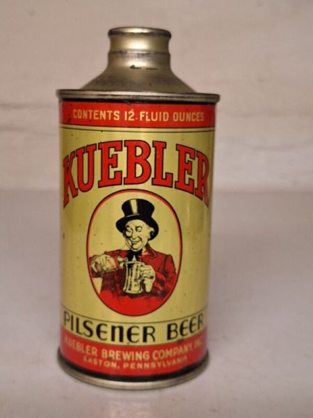 Beautiful Kuebler Pilsener Beer 12 oz. IRTP J-Spout Conetop Easton, Pennsylvania
