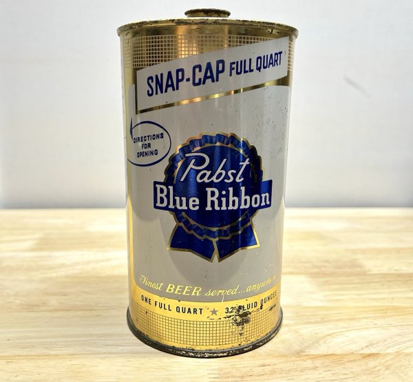 Pabst Blue Ribbon Cone Top Beer Can 32 oz Snap Cap Quart Vintage Brew