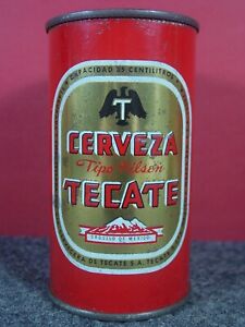 1950's TECATE Tipo Pilsen CERVEZA - Mexico - 35 Centilitros FLAT TOP BEER CAN