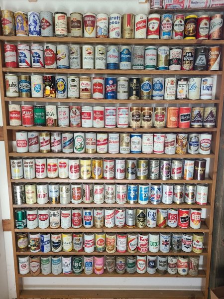 170 beer can display collection Hop n Gator Old Crown Old Chicago Drewerys Draft