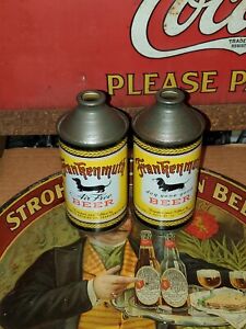 A1+ Condition Vtg FRANKENMUTH BEER DOG GONE GOOD & AIR FREE Cone Top Beer Cans