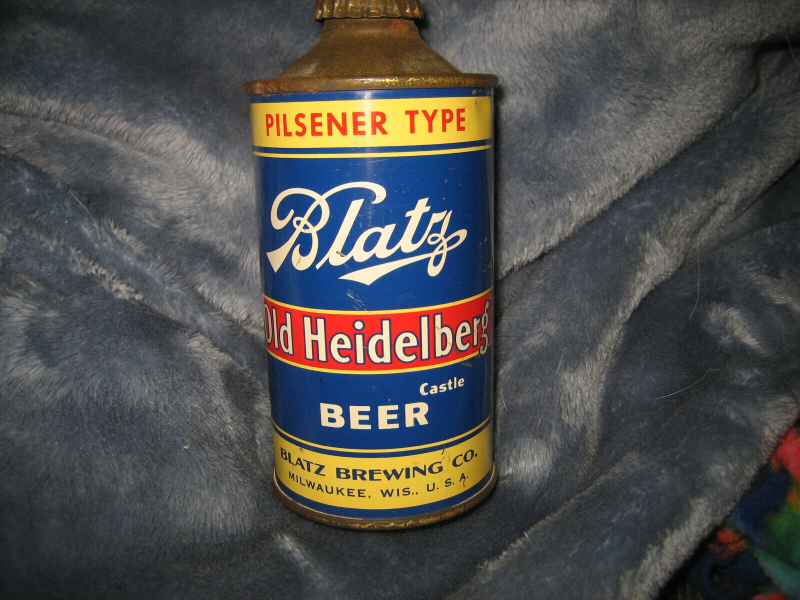 Blatz Pilsener Type Old Heidelberg Cone Top Beer Can