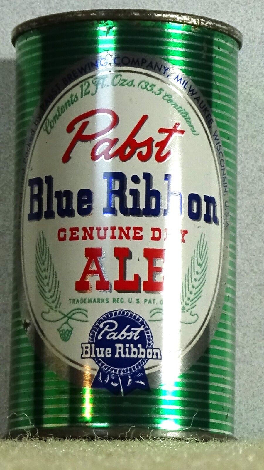 *OLD* Pabst Blue Ribbon Genuine Ale flat top beer can