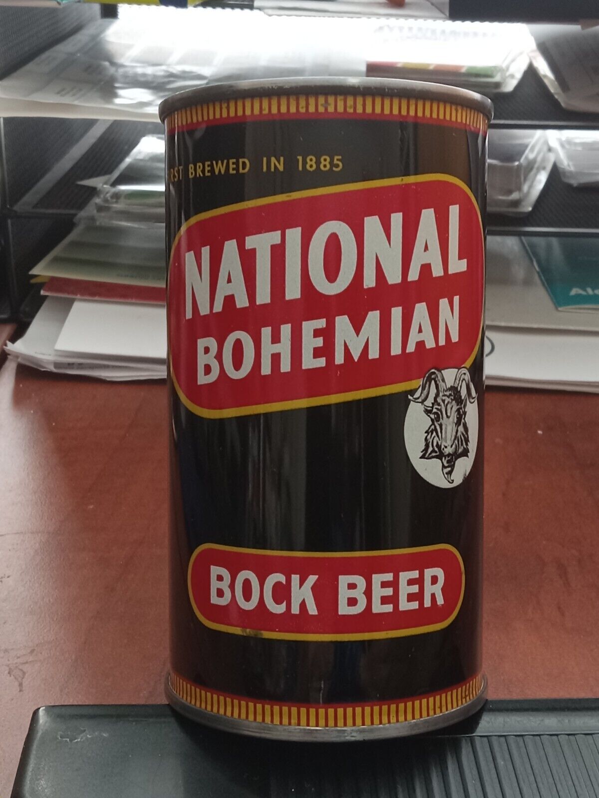 RARE National Bohemian Bock Beer Flat Top Beer Can, USBC#102-16, Baltimore, MD