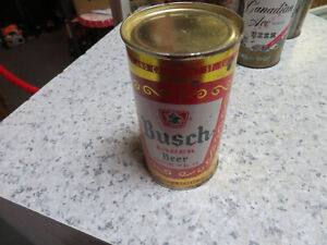 Vintage Old 12oz BUSCH Lager "Red Can" Flat Top Beer Anheuser-Busch St. Louis