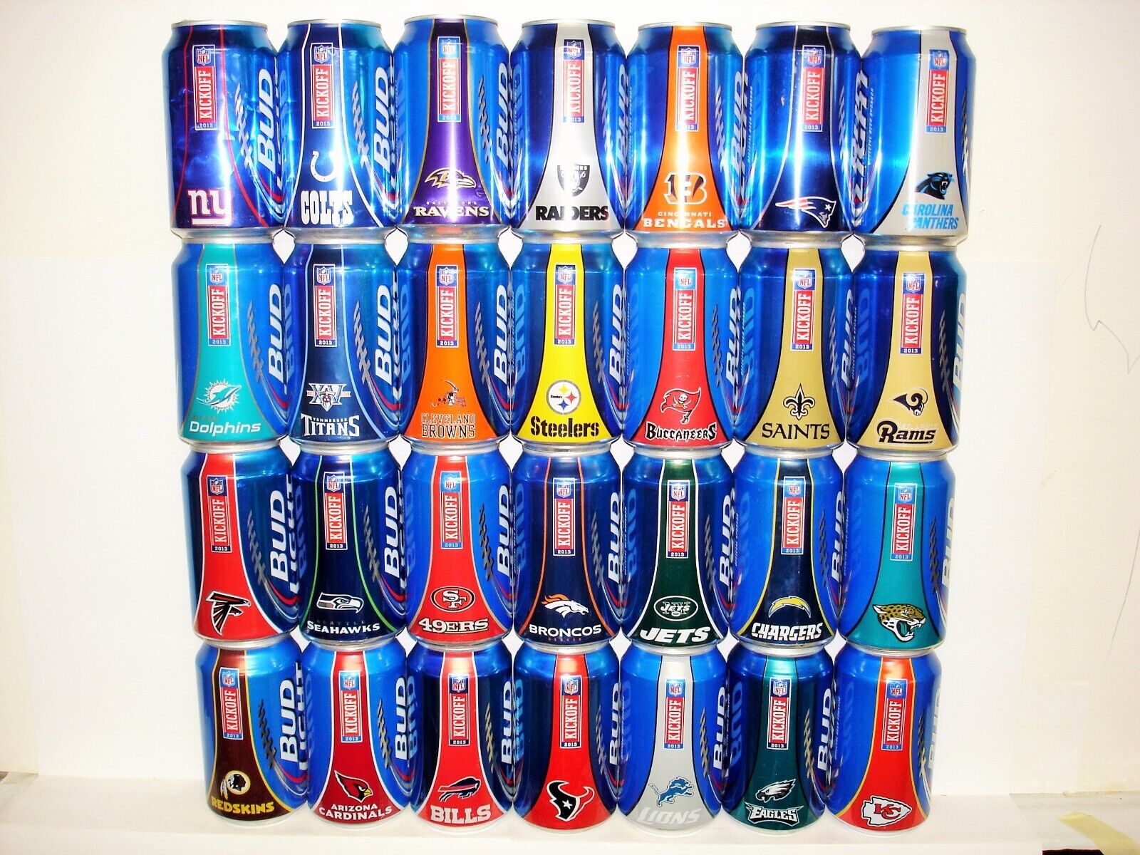 BUD LIGHT “2013 NFL KICKOFF FOOTBALL COMPLETE SET” ( 28 DIFF) ALUMINUM Beer Cans