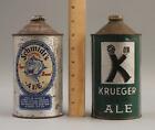 Antique Schmidt's Tiger Ale & Krueger Cream Cone Top Quart Beer Can & Caps NR