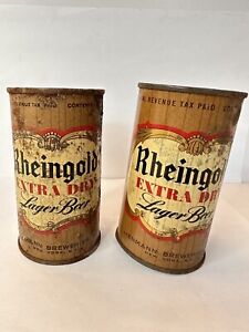 Vintage RHEINGOLD EXTRA DRY Flat Top Lager Beer Cans | 12 Oz. Liebmann Breweries
