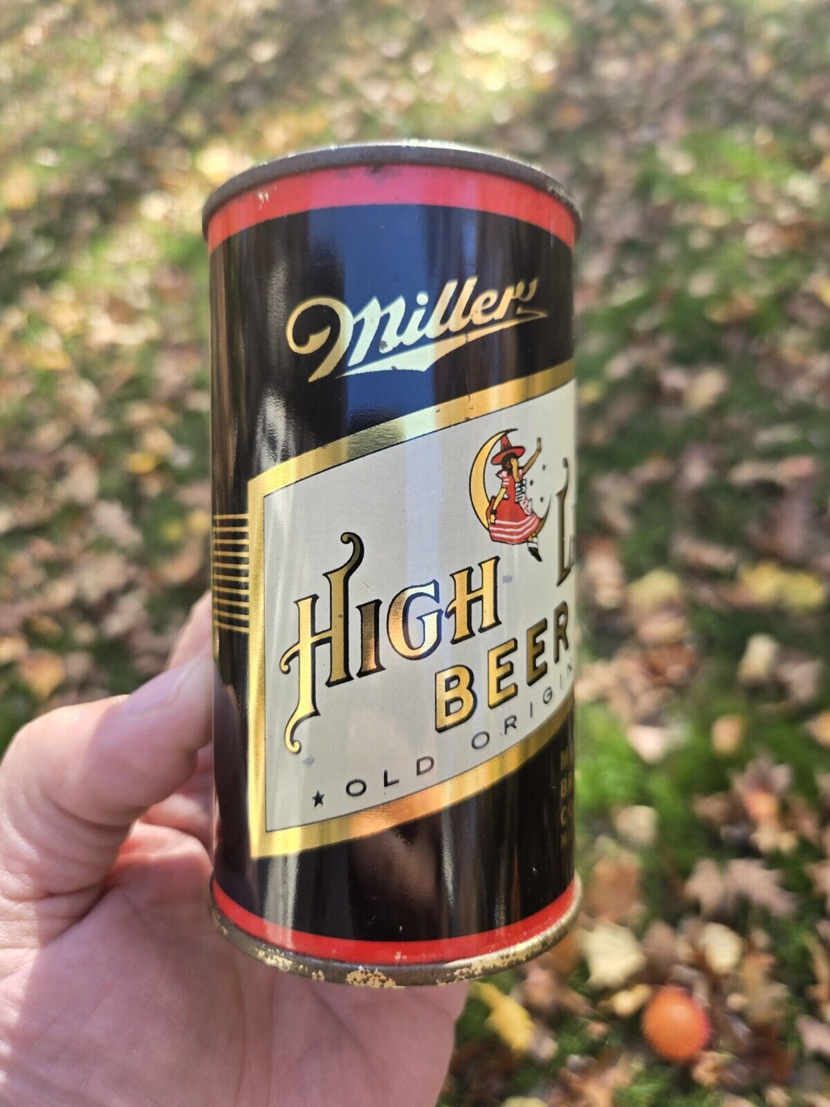 Vintage Original IRTP Miller High Life Lady On The Moon 12 Oz. Flat Top Beer Can