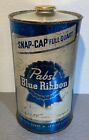 Pabst Blue Ribbon Full Quart Cone Top Keglined Beer Can With Cap O/I PBR ME