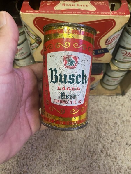 Busch Lager Flat top Beer Can St Louis Mo Old Vintage