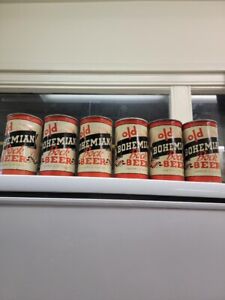 Collection of 6 top opened, Prohibition Time, Old Bohemian Bock BEER cans