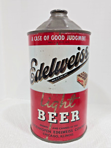 Edelweiss Cone Top Quart Beer Can Schoenhofen Edelweiss Brewing in Amazing Cond!