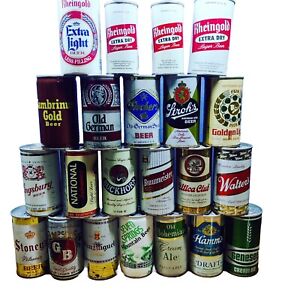 Lot Of 22 Vintage Steel Beer Cans EMPTY Top Sealed