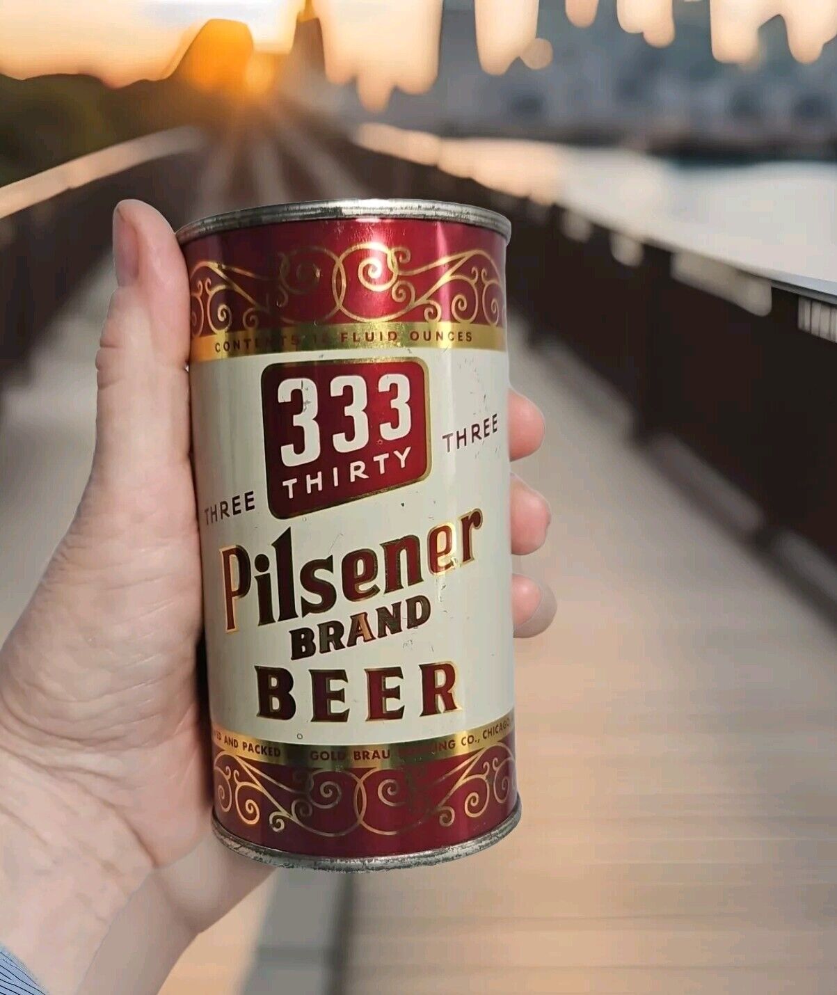 Three Thirty Three 333 Pilsner Brand~Flat Top Beer Can~Chicago IL ~EMPTY A+ Cond