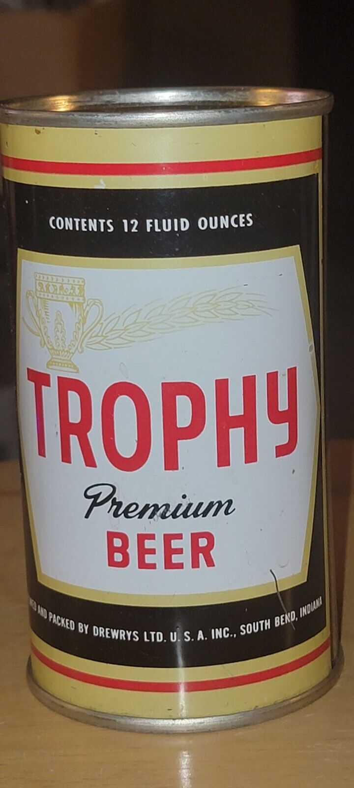 Trophy Flat Top Beer Can Drewrys Rolled Please Check All Pictures!