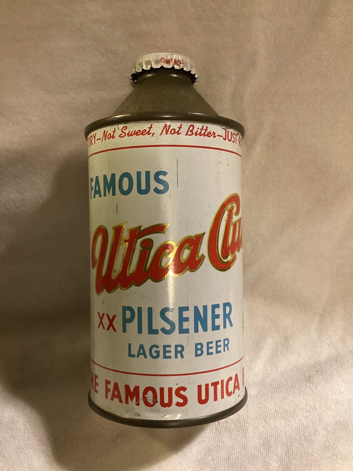“Excellent” UTICA CLUB PILSENER BEER Cone Top Beer Can W/Cap