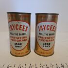 2x 1962-1963 BALLANTINE - JAYCEES - ROLL THE BARREL - 12 oz BEER CAN No Lid