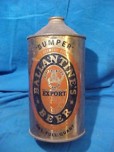 1940 BALLANTINE " BUMPER " Export Brand 1 Qt CONE TOP BEER CAN Clean