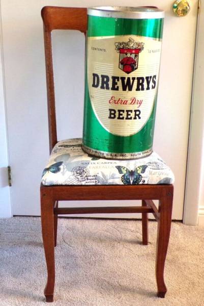 RARE Giant 19" DREWRYS BEER Cigarette Ash Trash Can  SOUTH BEND INDIANA 1950's