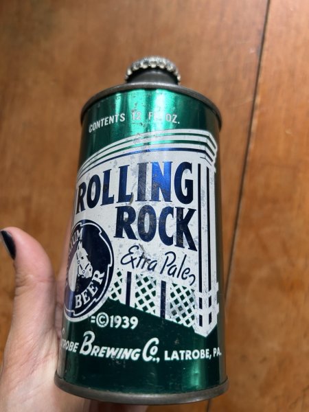Rolling Rock Cone Top Beer Can