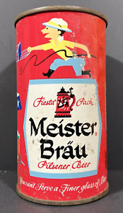 Vintage 1955 Meister Brau Fiesta Pack Red 12 oz Flat Top Steel Empty Beer Can