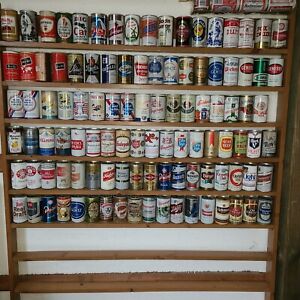 100+ EMPTY beer can display Big Cat  Hamms Leinenkugel Hop-n-Gator Genesee Billy