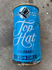 Vintage toasty TOP HAT! ? beer  flat top can-Tivoli Denver Colorado