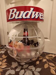 RARE Vintage BUDWEISER BEER WORLD GLOBE CAROUSEL BAR FIXTURE SIGN