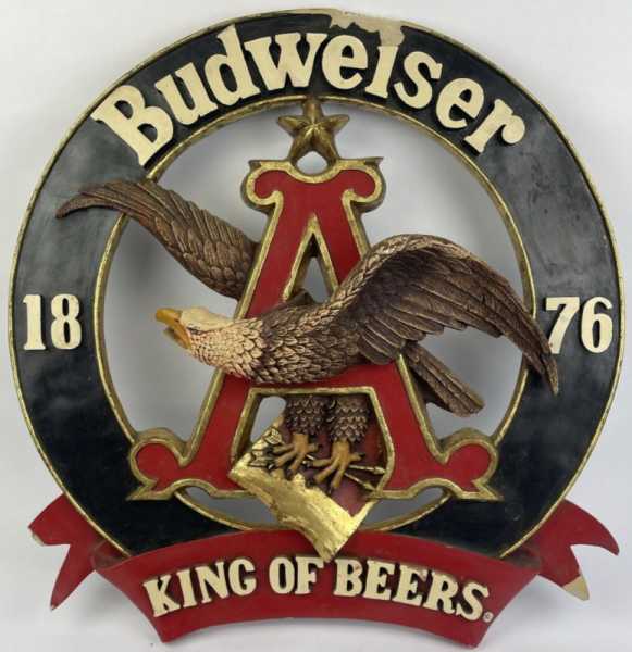 RARE NEOART Anheuser Busch Bar Wall Sign With Eagle 3D X-Large Budweiser 2000