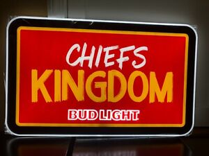 BUD LIGHT KANSAS CITY CHIEFS KINGDOM LED BEER BAR SIGN MAN CAVE KC DECOR NEW