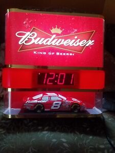 '07 Anheuser-Busch Budweiser Dale Earnhardt Jr. Nascar #8 Lighted clock sign NOS