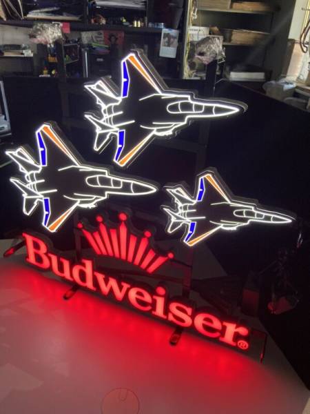 ?Budweiser Military Jet Airplane Air Force Beer  LED Sign Bar Light Marines