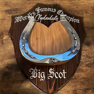 Budweiser World Famous Champion Metal Clydesdale Big Scot Horseshoe Plaque RARE