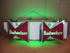 Vintage BUDWEISER BEER Double BOW Lighted Hanging BAR SIGN 32