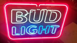 Vintage Large Bud Light Beer Neon Sign 26.5 X 19.5 Budweiser Tested & Works