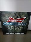 Rare Budweiser Here's To The Heroes Metal Military Beer Sign -Army 30