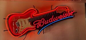 BUDWEISER NEON SIGN WITH ARIA GUITAR - RARE!