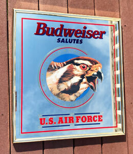 RARE Vintage Budweiser Salutes Military Mirror U.S. AIR FORCE EAGLE 1995