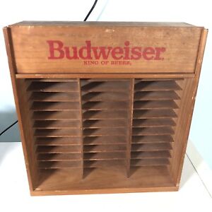 Vintage Budweiser King Of Beers Wood 36-72 CD Holder 18x16.5x5.75 Mounted Shelf