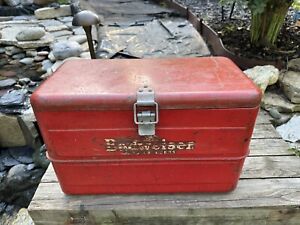 Vintage ‘50s BUDWEISER Metal Cooler Bottle Opener BUD ICE CHEST Anheuser Busch