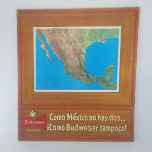 Budweiser Beer Mexico 3-D Map Sign Breweriana Decor Bar Advertisement RARE 1981