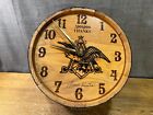 Rare Vintage Budweiser Beer Clock Wooden Barrel Frank Sinatra Signature Barware